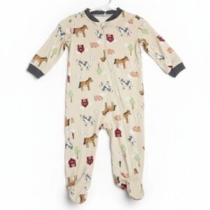 Milkberry Bamboo Farm Animal Sleeper 3-6M - Soft Zip Footie Pajamas